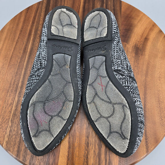 Skechers Ballet Flats Women’s 8 Black White Cleo Stretch Knit Comfort Shoes - Picture 6 of 7